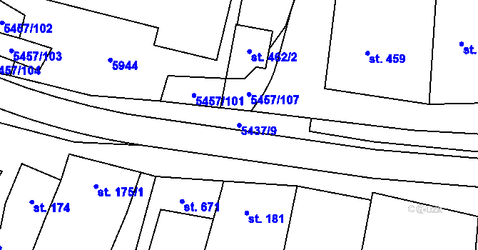 Parcela st. 5437/9 v KÚ Polešovice, Katastrální mapa