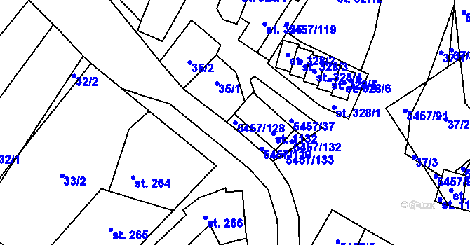 Parcela st. 5457/128 v KÚ Polešovice, Katastrální mapa