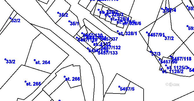 Parcela st. 5457/133 v KÚ Polešovice, Katastrální mapa