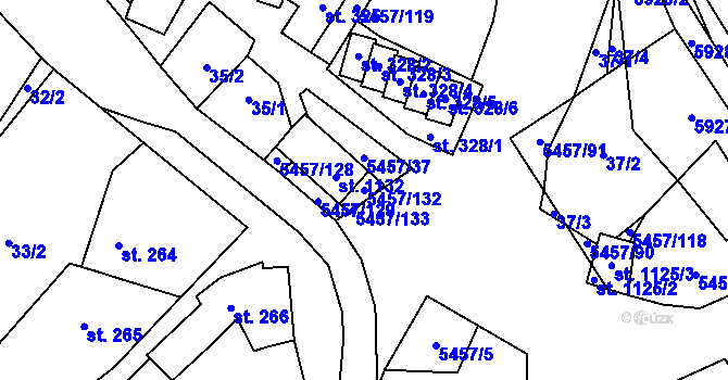 Parcela st. 5457/132 v KÚ Polešovice, Katastrální mapa