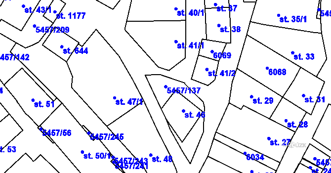 Parcela st. 5457/137 v KÚ Polešovice, Katastrální mapa