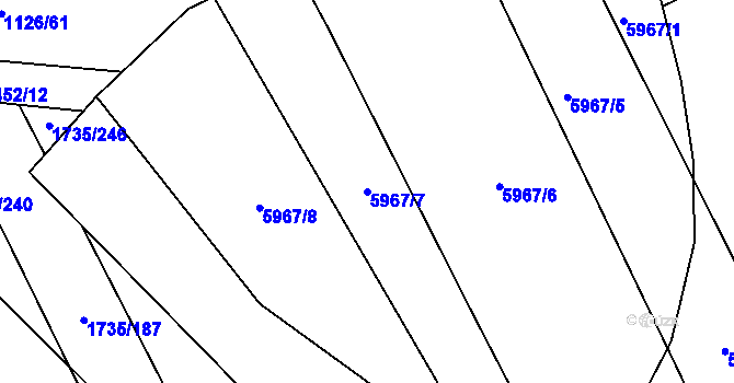 Parcela st. 5967/7 v KÚ Polešovice, Katastrální mapa