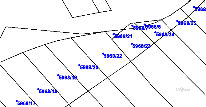 Parcela st. 5968/22 v KÚ Polešovice, Katastrální mapa