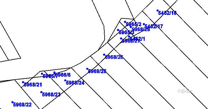 Parcela st. 5968/26 v KÚ Polešovice, Katastrální mapa