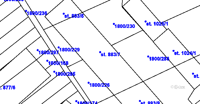 Parcela st. 883/7 v KÚ Polešovice, Katastrální mapa