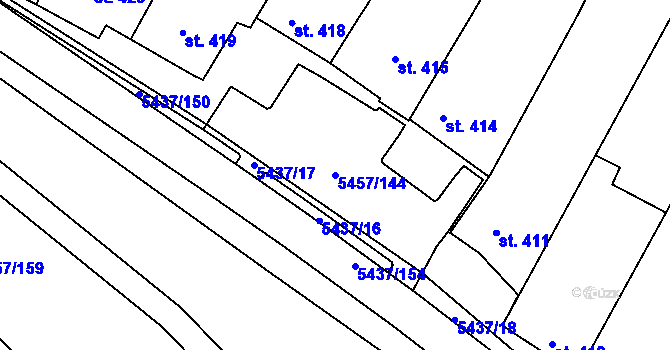 Parcela st. 5457/144 v KÚ Polešovice, Katastrální mapa