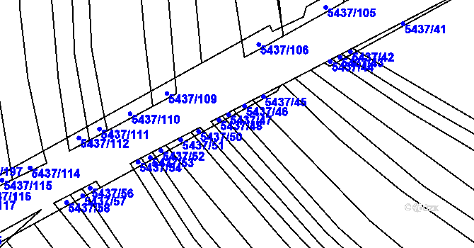Parcela st. 5437/49 v KÚ Polešovice, Katastrální mapa