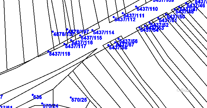 Parcela st. 5437/60 v KÚ Polešovice, Katastrální mapa