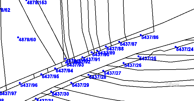 Parcela st. 5437/89 v KÚ Polešovice, Katastrální mapa