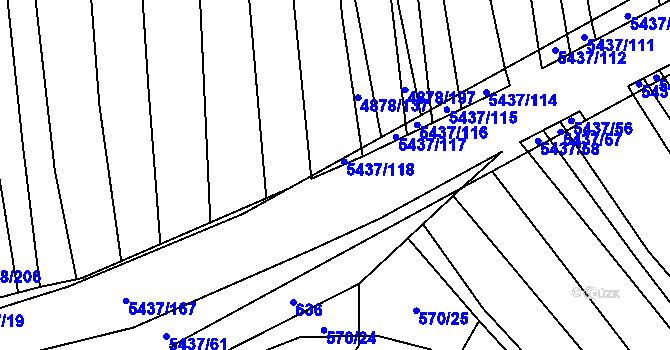 Parcela st. 5437/119 v KÚ Polešovice, Katastrální mapa