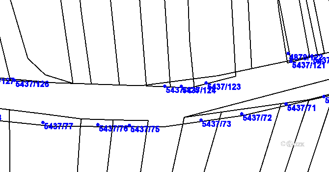 Parcela st. 5437/125 v KÚ Polešovice, Katastrální mapa