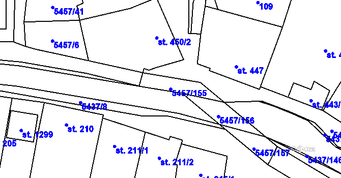 Parcela st. 5457/155 v KÚ Polešovice, Katastrální mapa