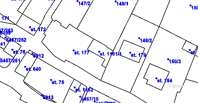 Parcela st. 1161/1 v KÚ Polešovice, Katastrální mapa
