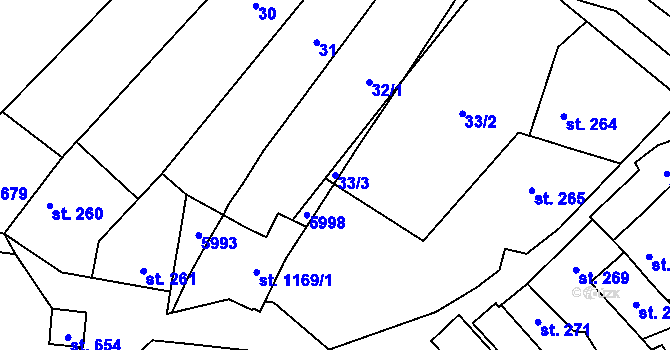 Parcela st. 33/3 v KÚ Polešovice, Katastrální mapa