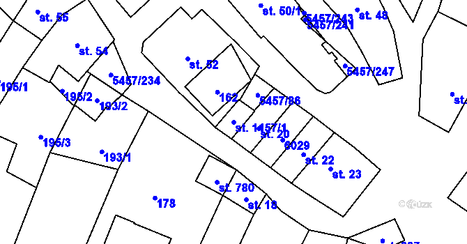 Parcela st. 1157/1 v KÚ Polešovice, Katastrální mapa