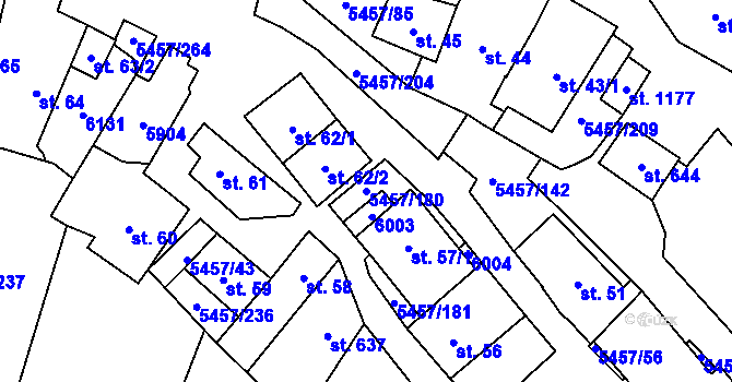 Parcela st. 5457/180 v KÚ Polešovice, Katastrální mapa