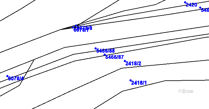 Parcela st. 5466/87 v KÚ Polešovice, Katastrální mapa