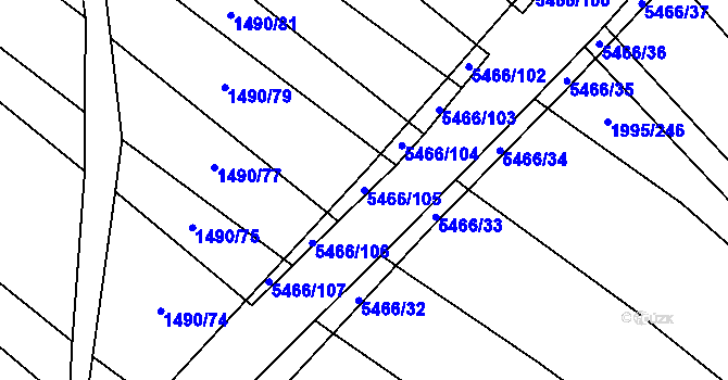 Parcela st. 5466/105 v KÚ Polešovice, Katastrální mapa