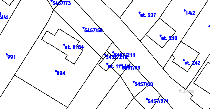 Parcela st. 5457/210 v KÚ Polešovice, Katastrální mapa