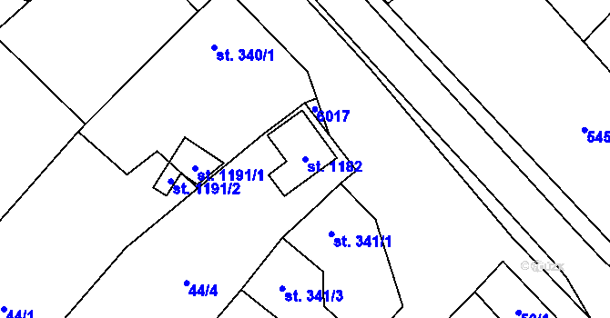 Parcela st. 1182 v KÚ Polešovice, Katastrální mapa