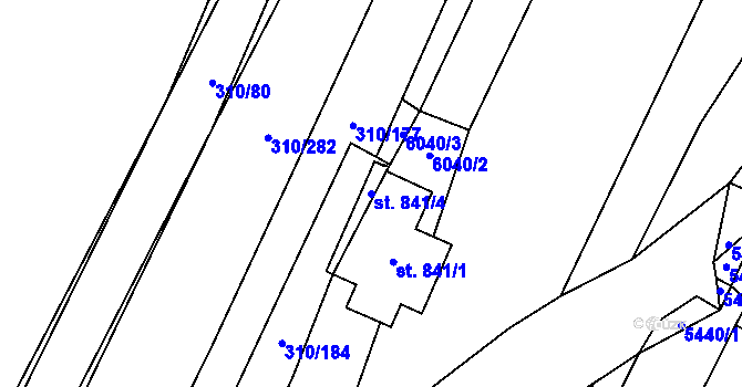 Parcela st. 841/4 v KÚ Polešovice, Katastrální mapa