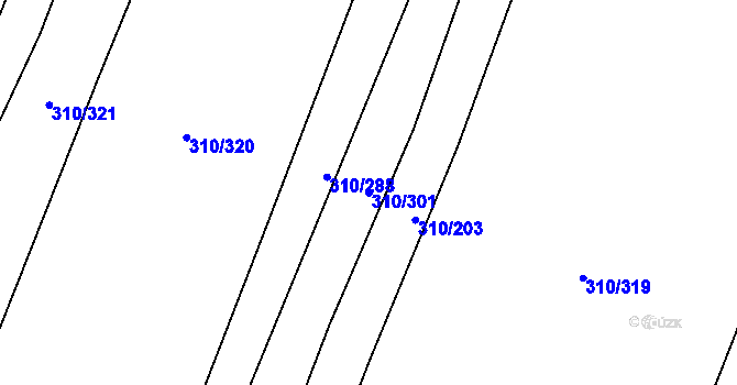 Parcela st. 310/301 v KÚ Polešovice, Katastrální mapa