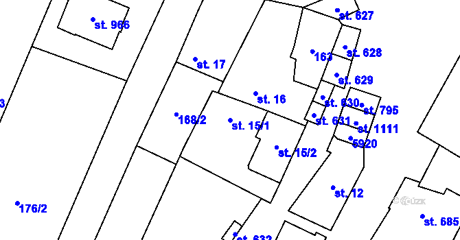 Parcela st. 15/1 v KÚ Polešovice, Katastrální mapa