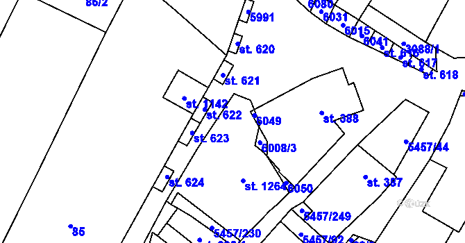 Parcela st. 5457/229 v KÚ Polešovice, Katastrální mapa