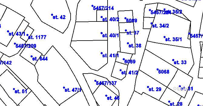 Parcela st. 41/1 v KÚ Polešovice, Katastrální mapa