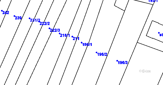 Parcela st. 196/1 v KÚ Polešovice, Katastrální mapa