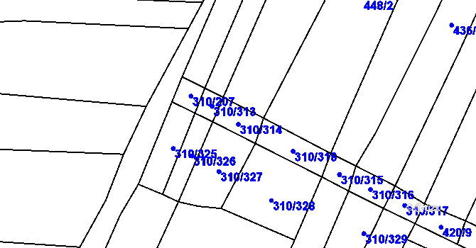 Parcela st. 310/314 v KÚ Polešovice, Katastrální mapa