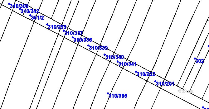 Parcela st. 310/340 v KÚ Polešovice, Katastrální mapa