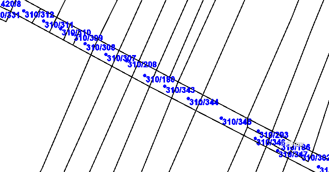 Parcela st. 310/343 v KÚ Polešovice, Katastrální mapa