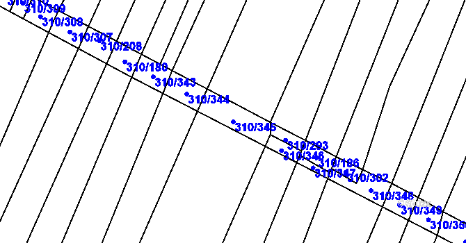 Parcela st. 310/345 v KÚ Polešovice, Katastrální mapa