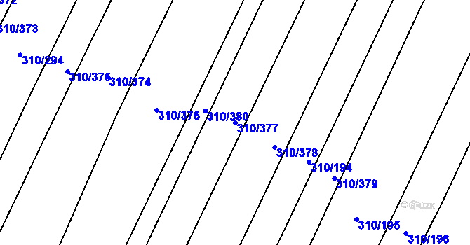 Parcela st. 310/377 v KÚ Polešovice, Katastrální mapa