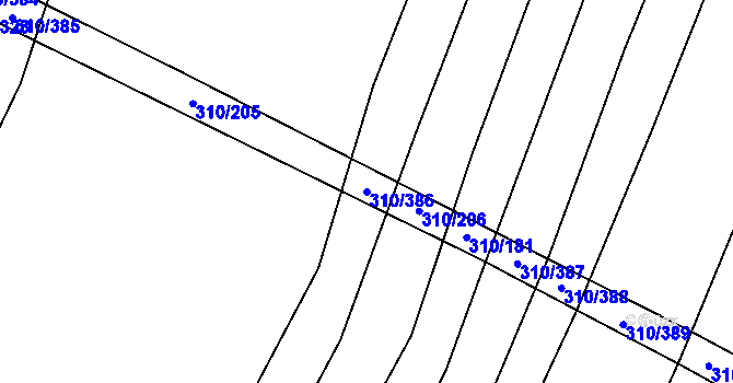 Parcela st. 310/386 v KÚ Polešovice, Katastrální mapa