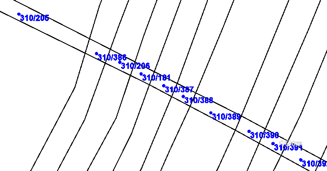 Parcela st. 310/387 v KÚ Polešovice, Katastrální mapa