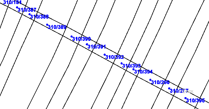 Parcela st. 310/392 v KÚ Polešovice, Katastrální mapa