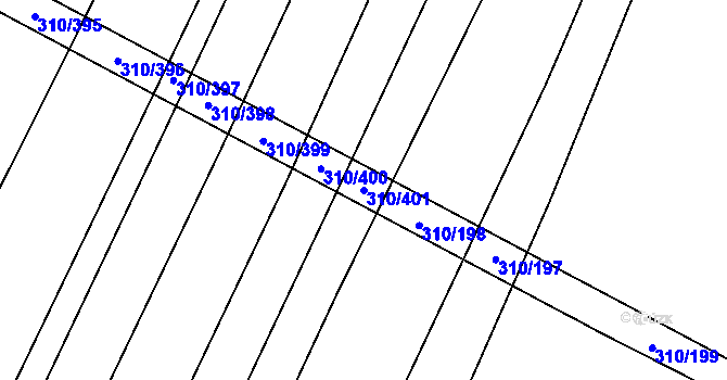 Parcela st. 310/401 v KÚ Polešovice, Katastrální mapa