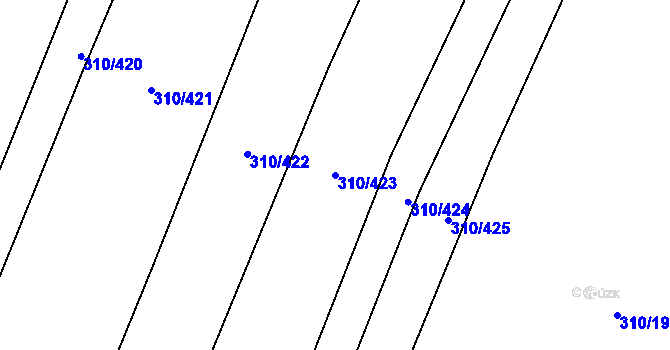 Parcela st. 310/423 v KÚ Polešovice, Katastrální mapa