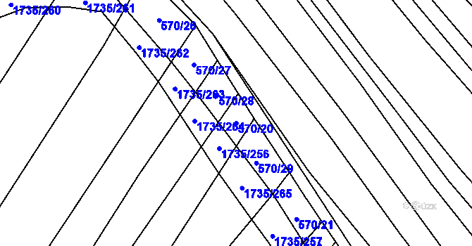 Parcela st. 570/20 v KÚ Polešovice, Katastrální mapa