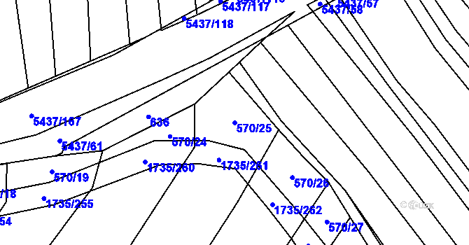 Parcela st. 570/25 v KÚ Polešovice, Katastrální mapa