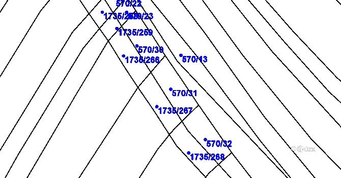Parcela st. 570/31 v KÚ Polešovice, Katastrální mapa