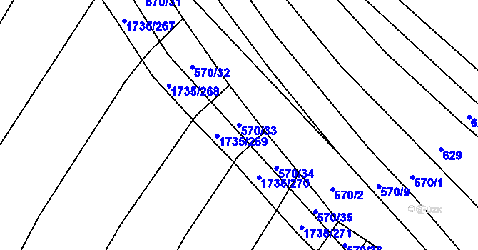 Parcela st. 570/33 v KÚ Polešovice, Katastrální mapa