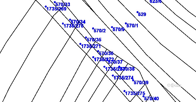 Parcela st. 570/36 v KÚ Polešovice, Katastrální mapa