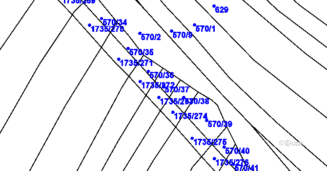 Parcela st. 570/37 v KÚ Polešovice, Katastrální mapa