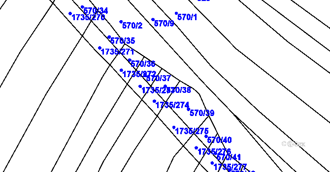 Parcela st. 570/38 v KÚ Polešovice, Katastrální mapa