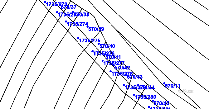 Parcela st. 570/41 v KÚ Polešovice, Katastrální mapa