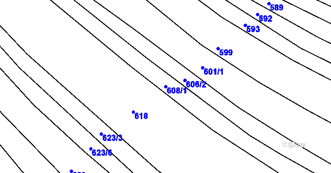 Parcela st. 608/1 v KÚ Polešovice, Katastrální mapa