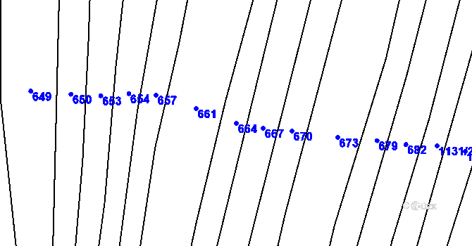 Parcela st. 664 v KÚ Polešovice, Katastrální mapa